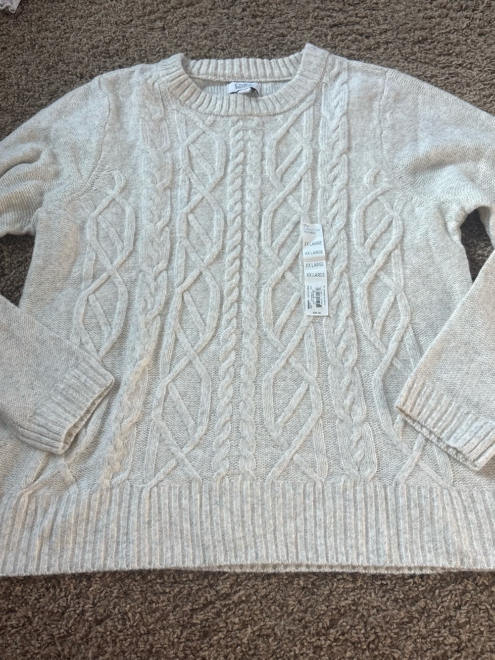 croft & barrow Cream Cable-Knit Crewneck Sweater